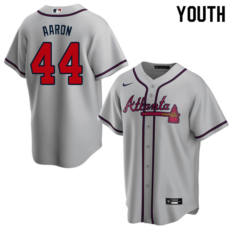 Nike Youth #44 Hank Aaron Atlanta Braves Baseball Jerseys Sale-Gray